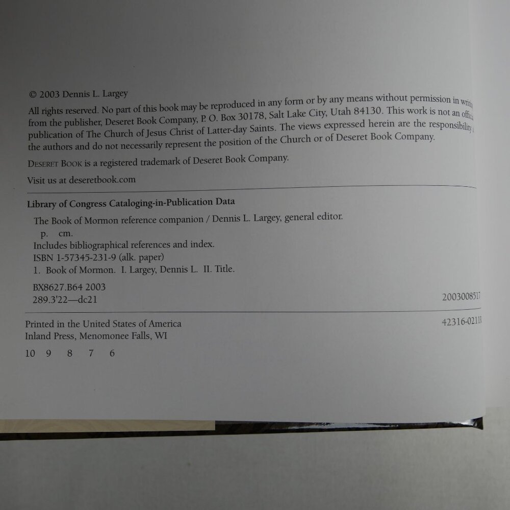 Book Of Mormon Reference Companion Hardcover By Dennis L. Largey - Picture 4 of 4